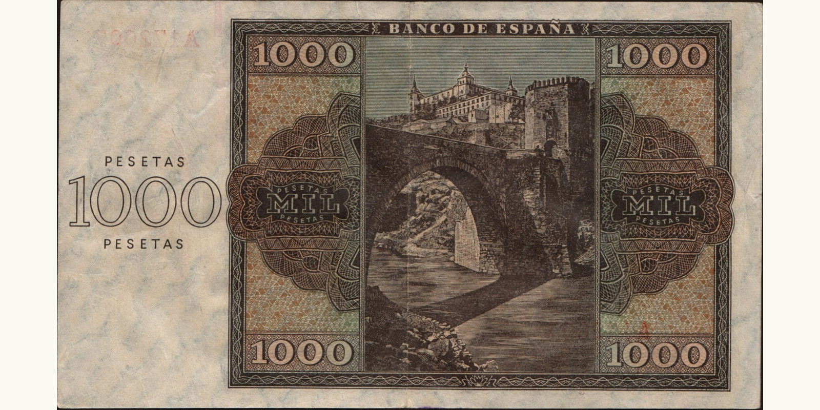 1000 pesetas Испания 1936 — Оборотная сторона