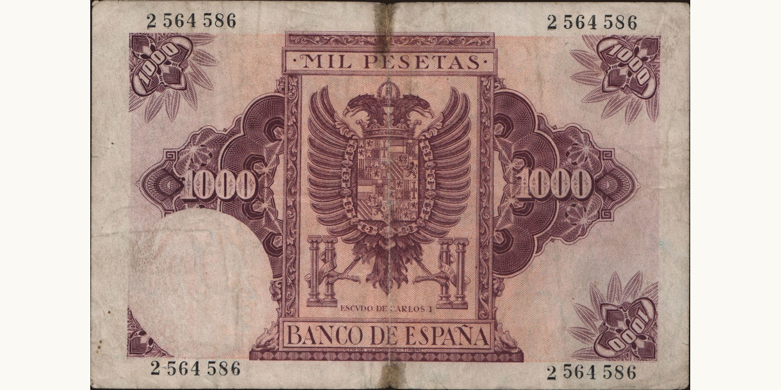 1000 pesetas Spain 1940 — Back side