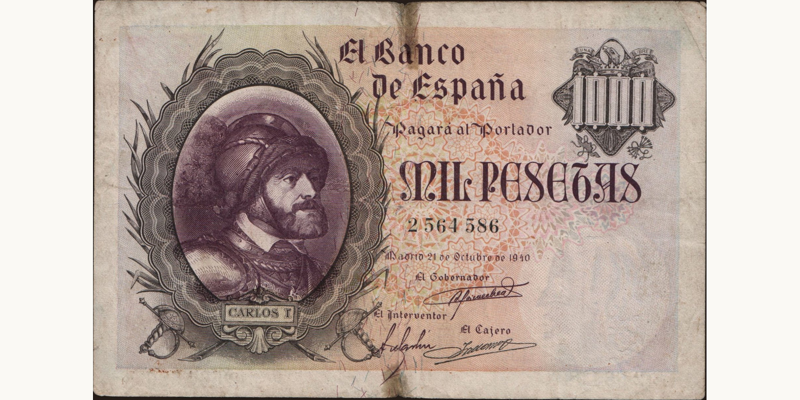 1000 pesetas Spain 1940 — Front side