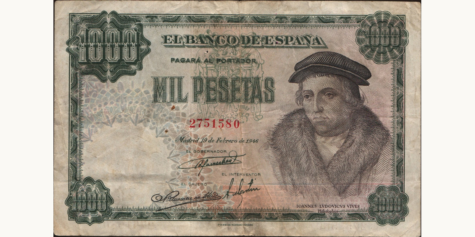 1000 pesetas Spain 1946 — Front side