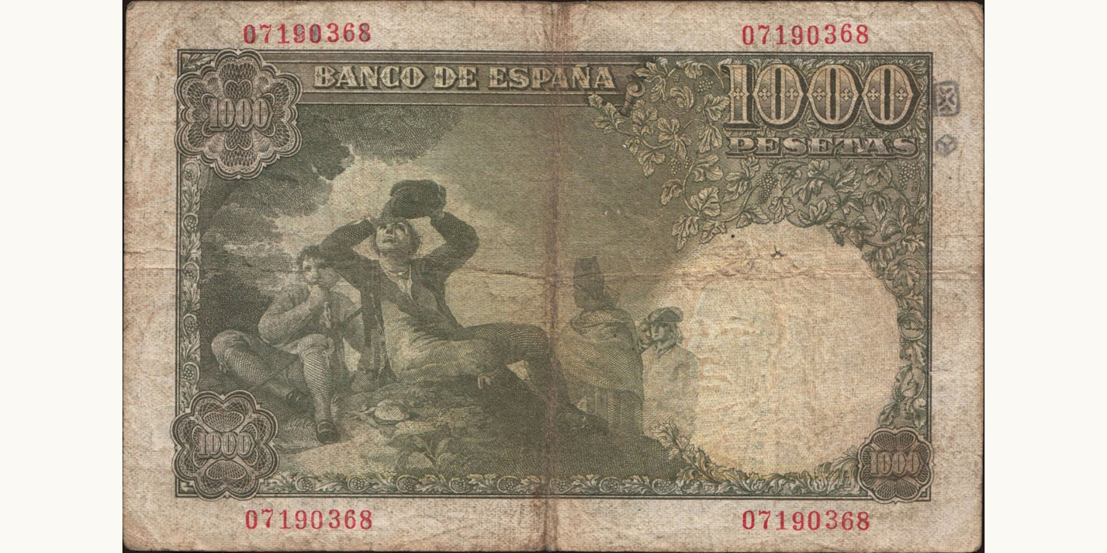 1000 pesetas Spain 1949 — Back side