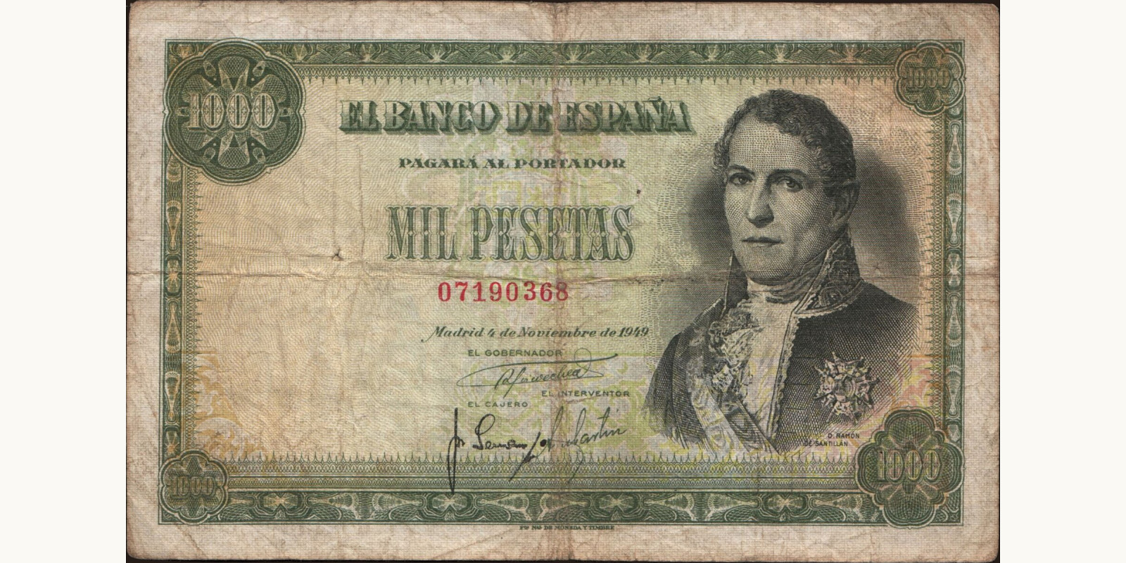 1000 pesetas Spain 1949 — Front side