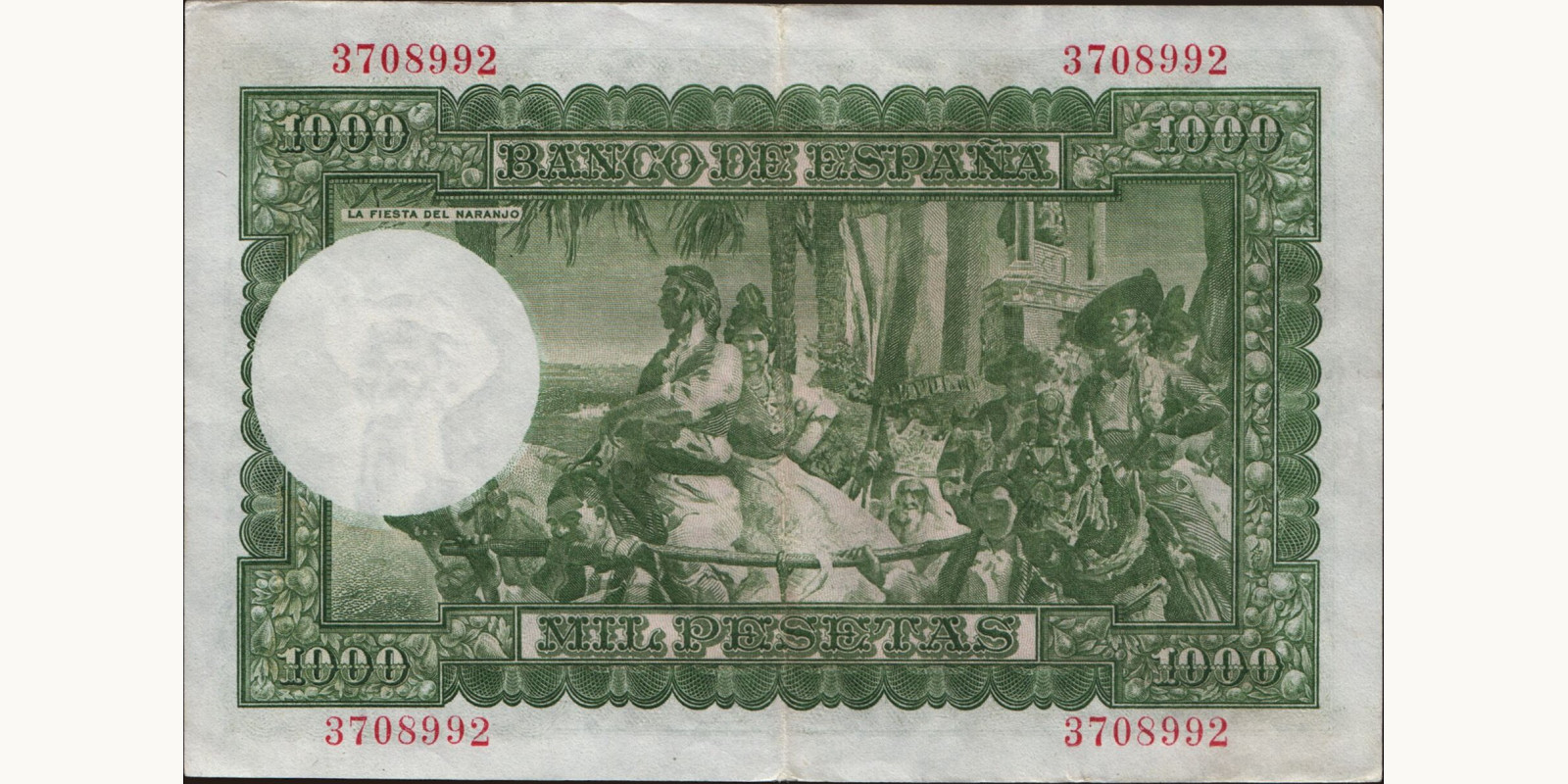 1000 pesetas Spain 1951 — Back side