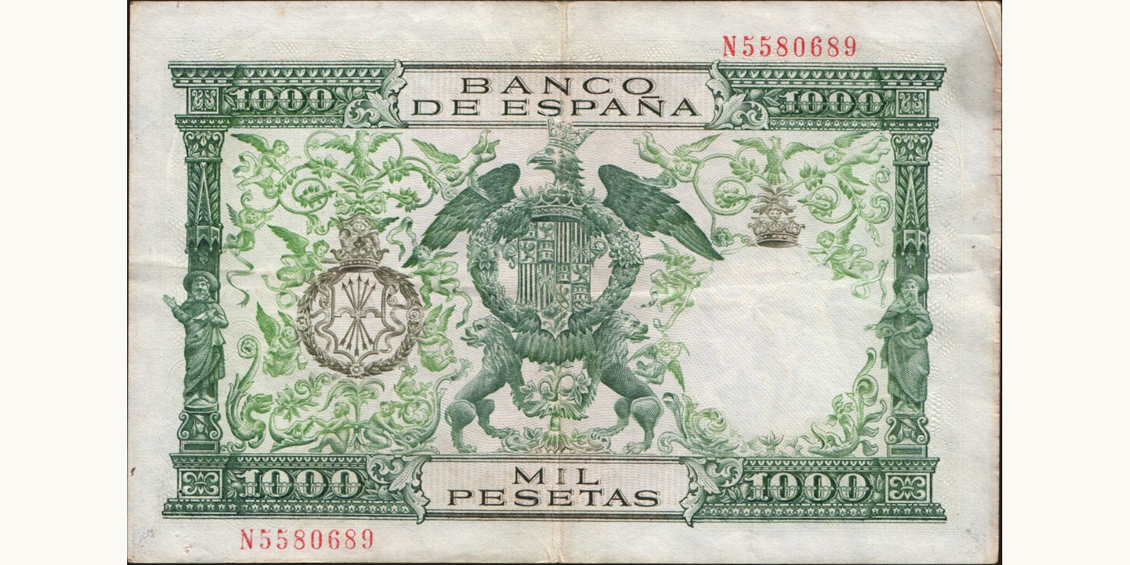 1000 pesetas Испания 1957 — Оборотная сторона