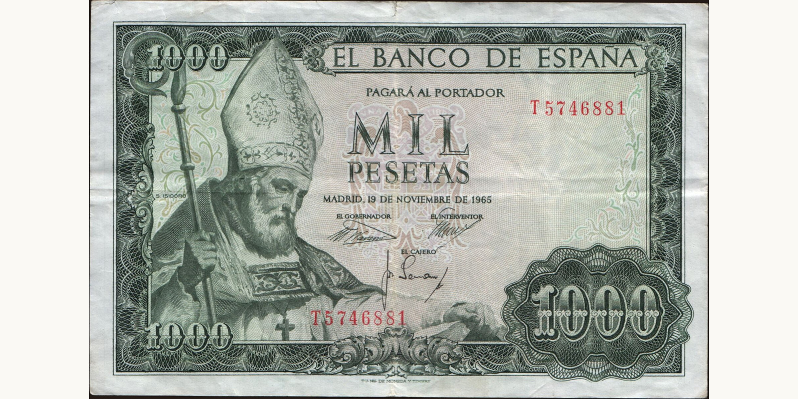 1000 pesetas Испания 1965 — Лицевая сторона