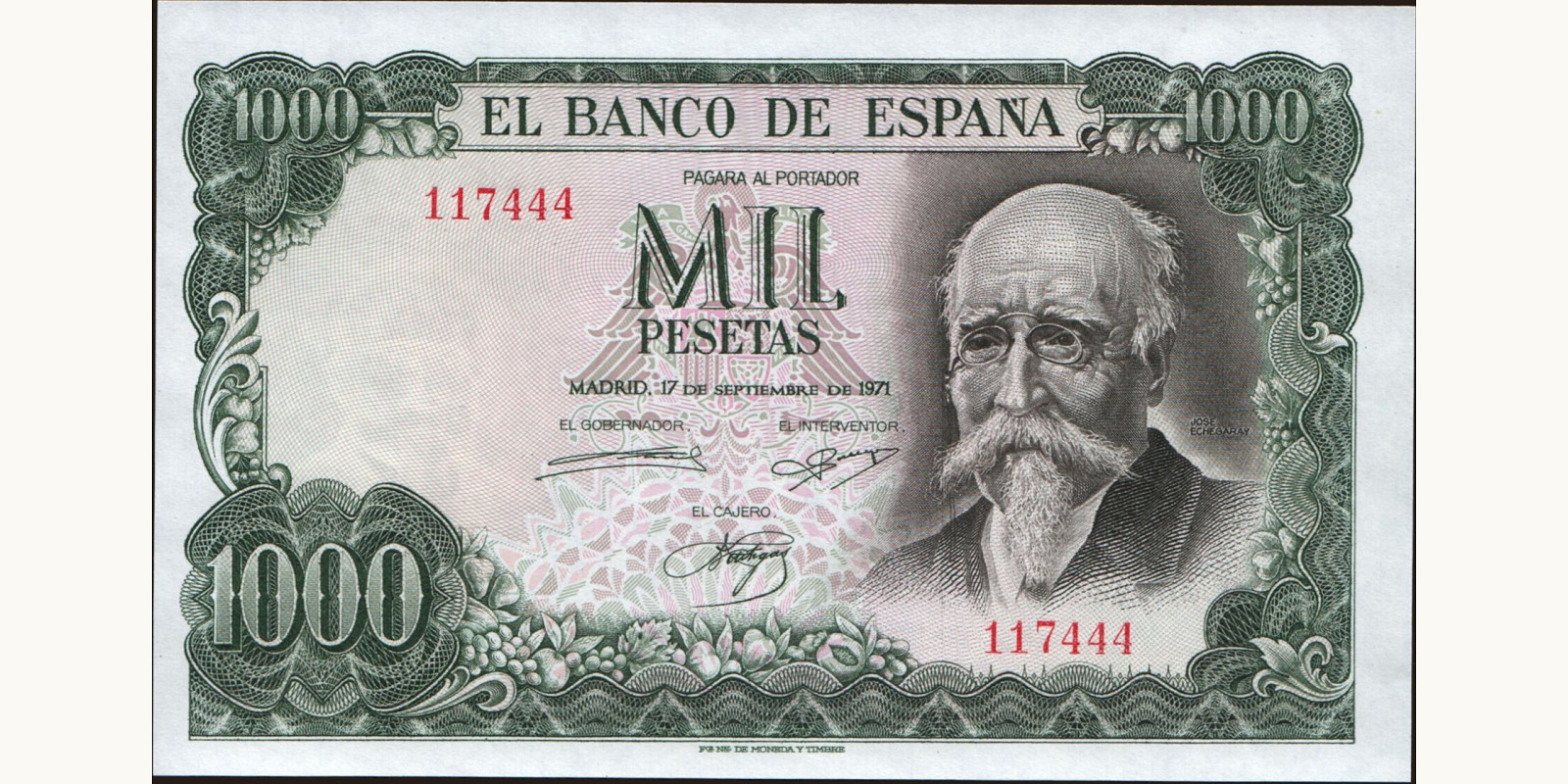 1000 pesetas Spain 1971 — Front side