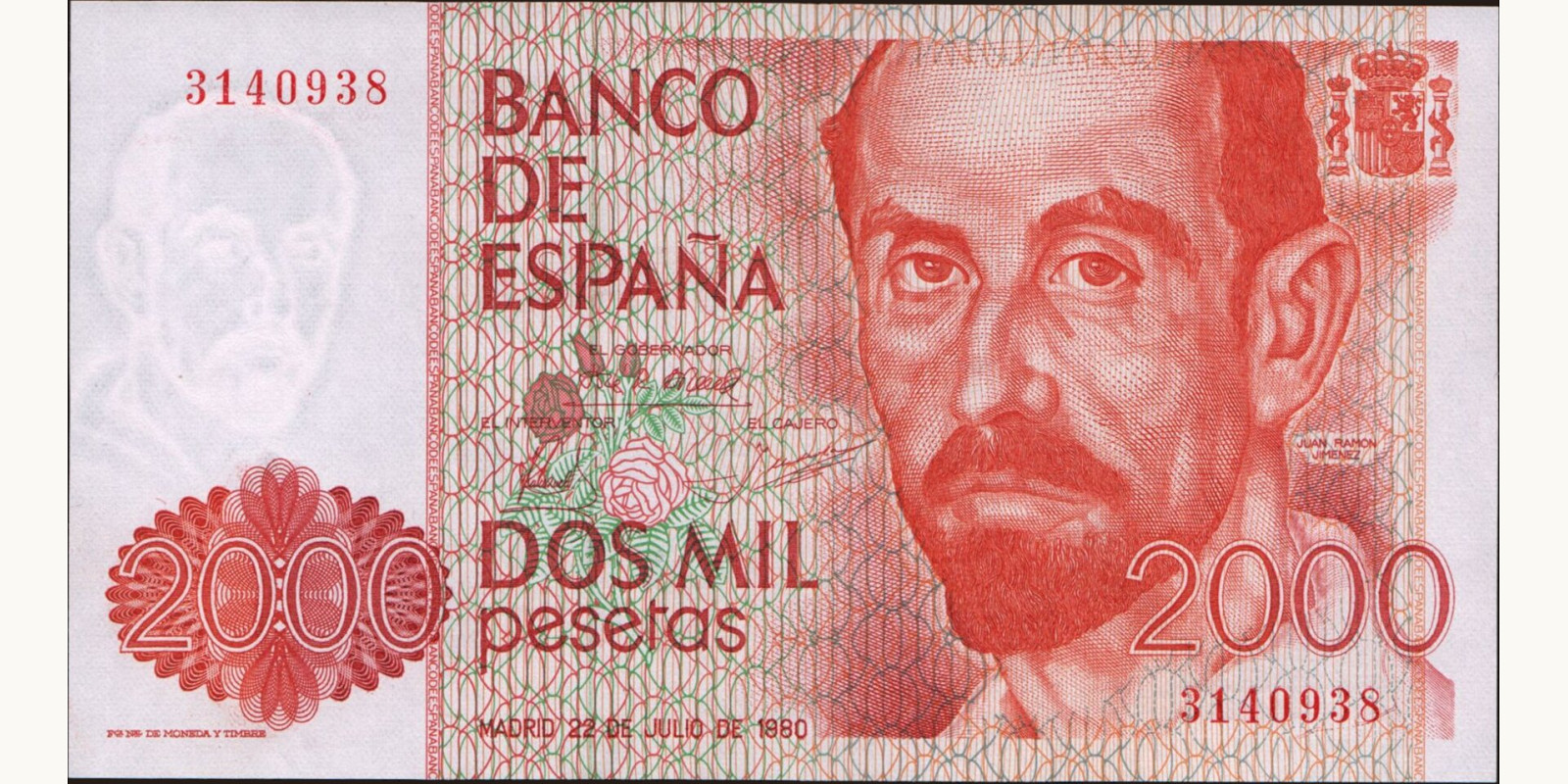 1980 pesetas Spain 2000 — Front side