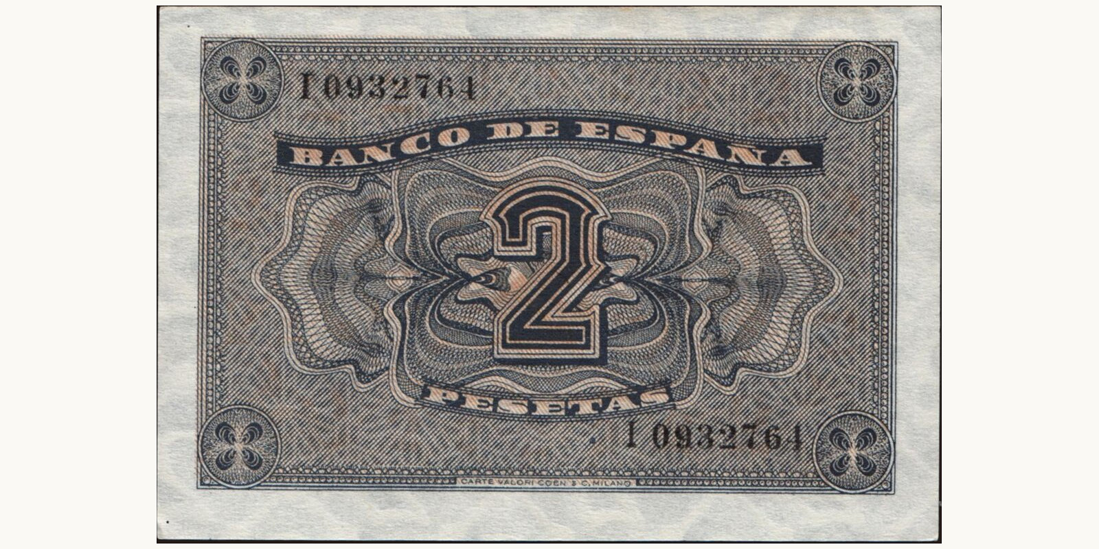 2 pesetas Испания 1938 — Оборотная сторона