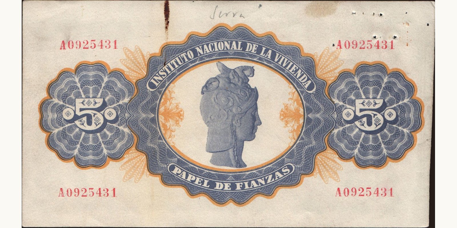 5 pesetas Spain 1940 — Back side