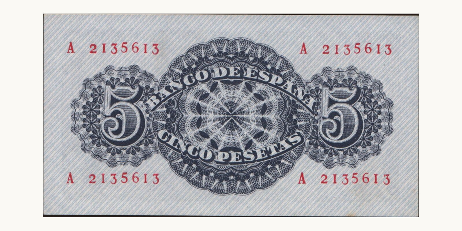 5 pesetas Spain 1947 — Back side
