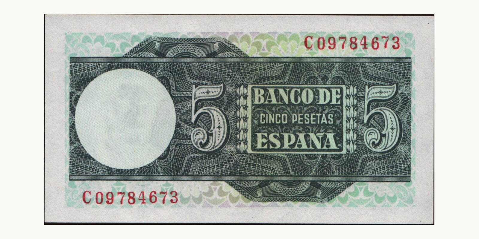5 pesetas Spain 1948 — Back side