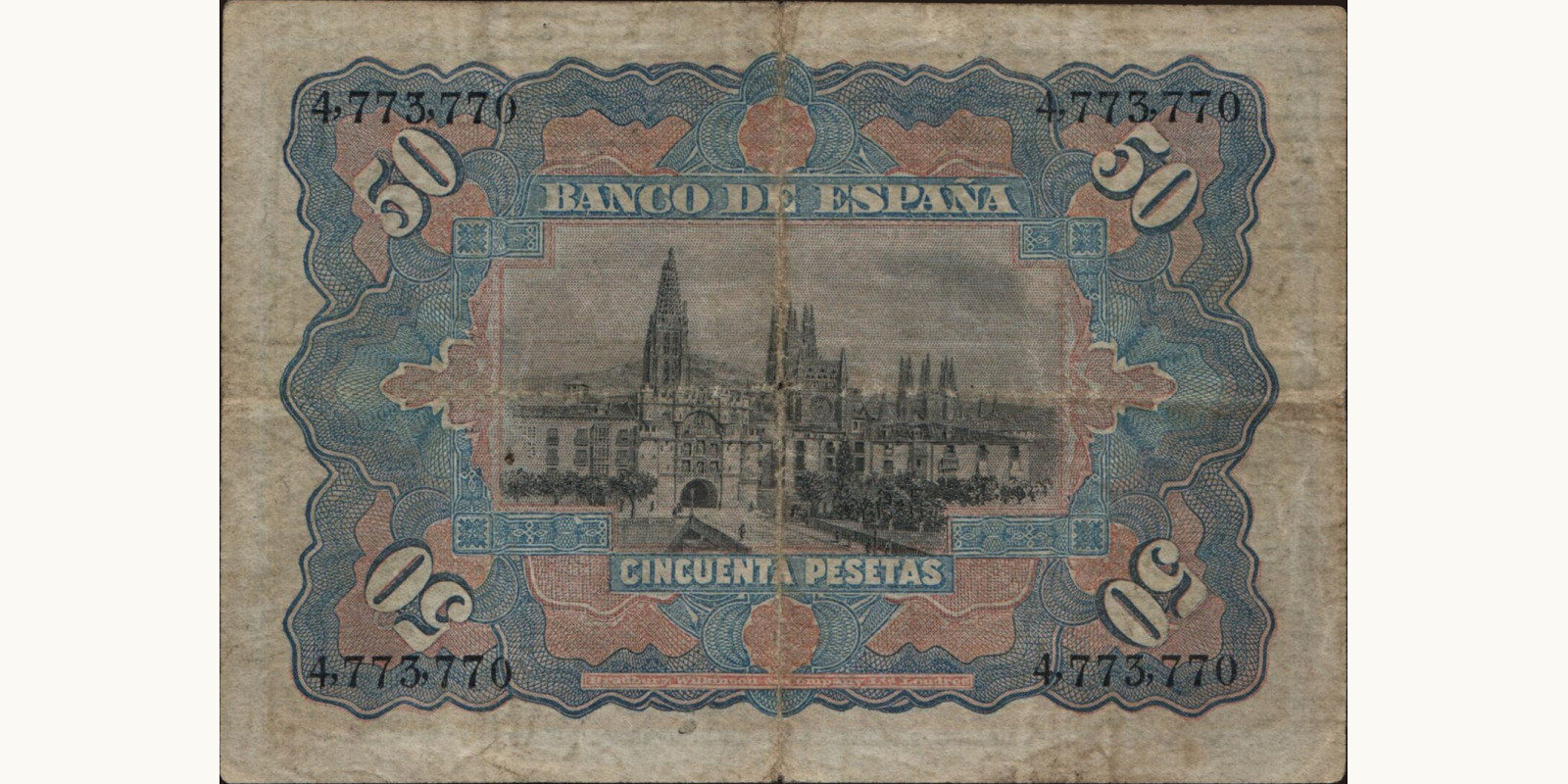 50 pesetas Spain 1907 — Back side