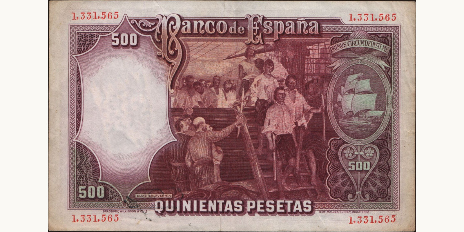 500 pesetas Испания 1931 — Оборотная сторона