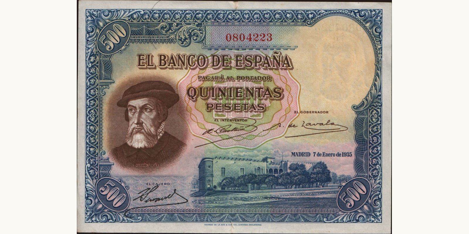 500 pesetas Испания 1935 — Лицевая сторона