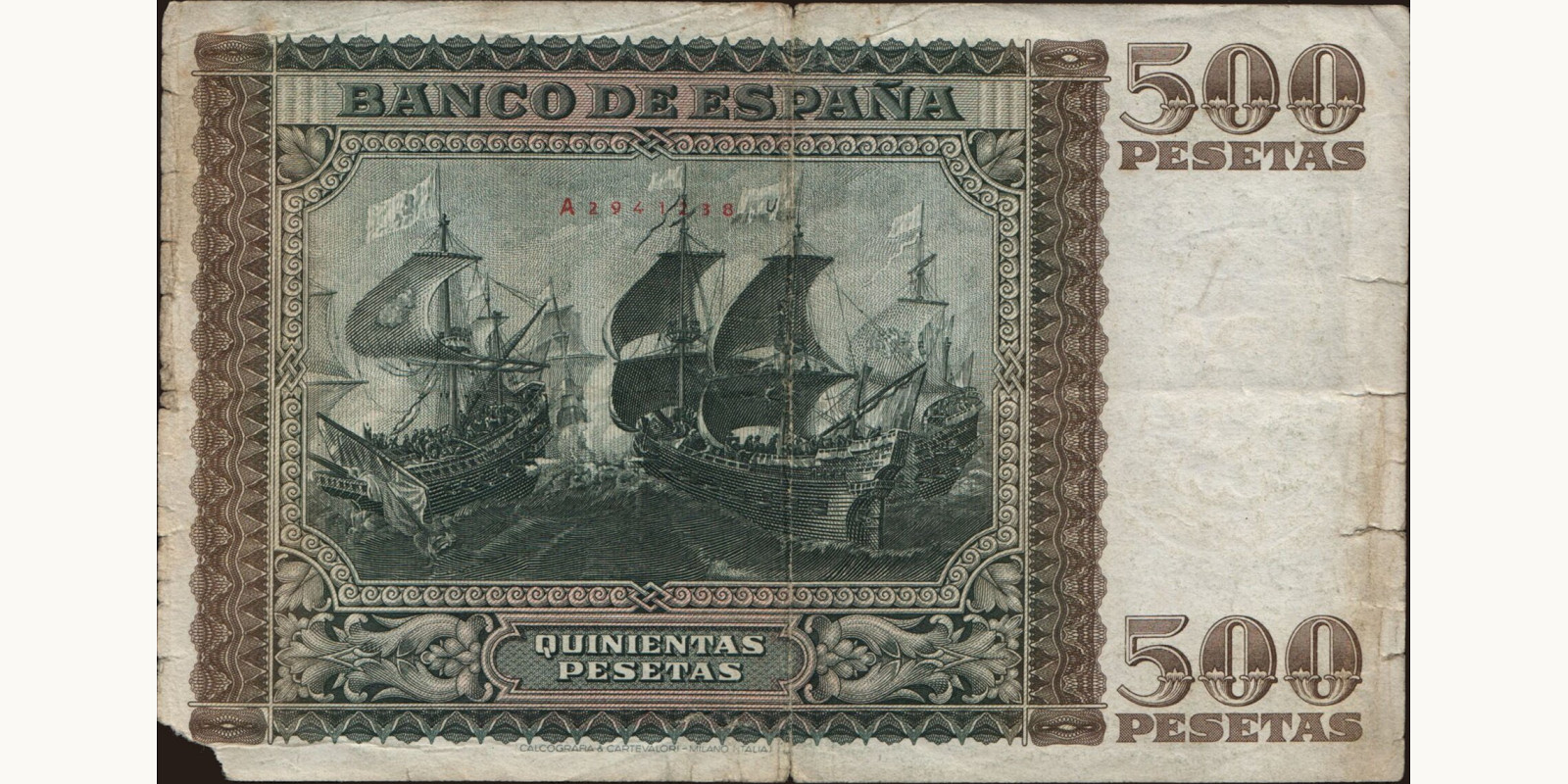 500 pesetas Испания 1940 — Оборотная сторона