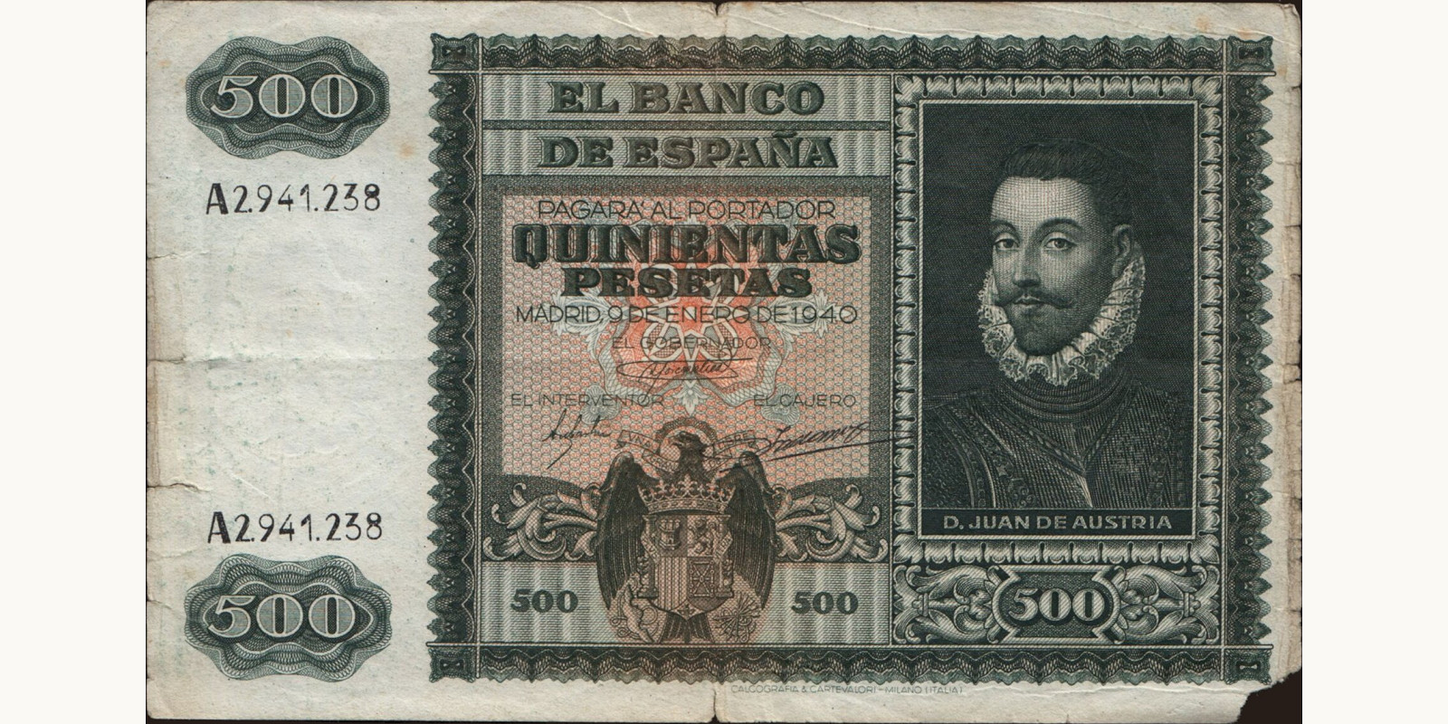 500 pesetas Испания 1940 — Лицевая сторона