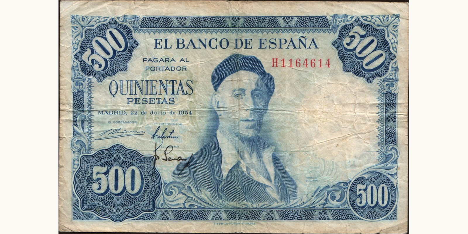 500 pesetas Испания 1954 — Лицевая сторона