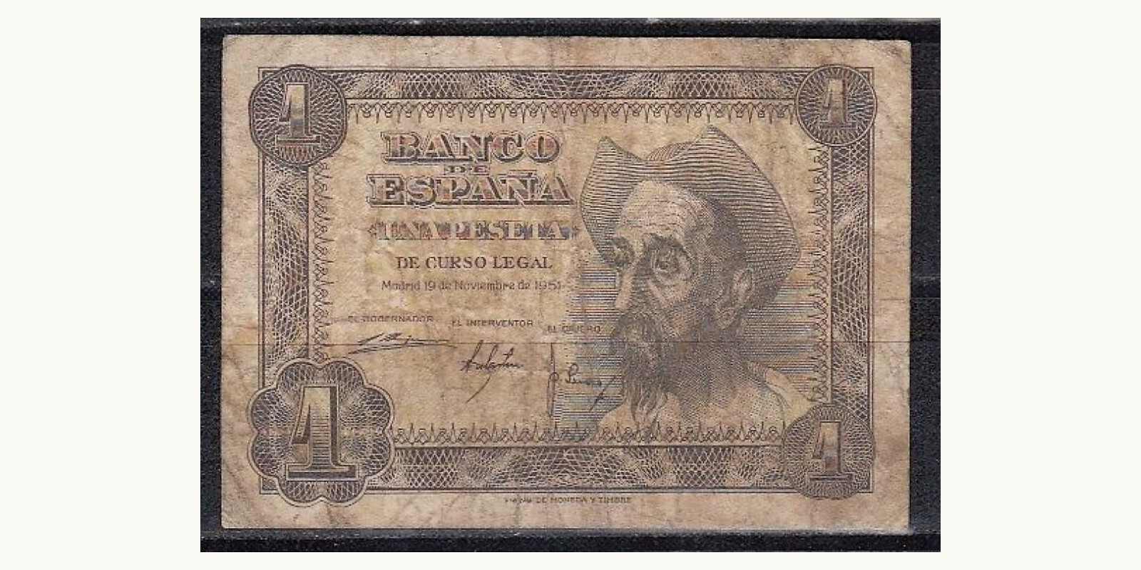 1 peseta Испания 1951 — Лицевая сторона