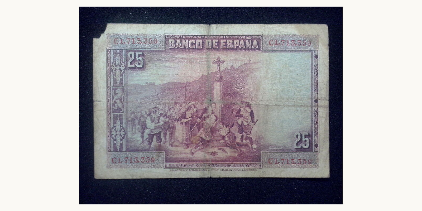 25 pesetas Испания 1928 — Оборотная сторона