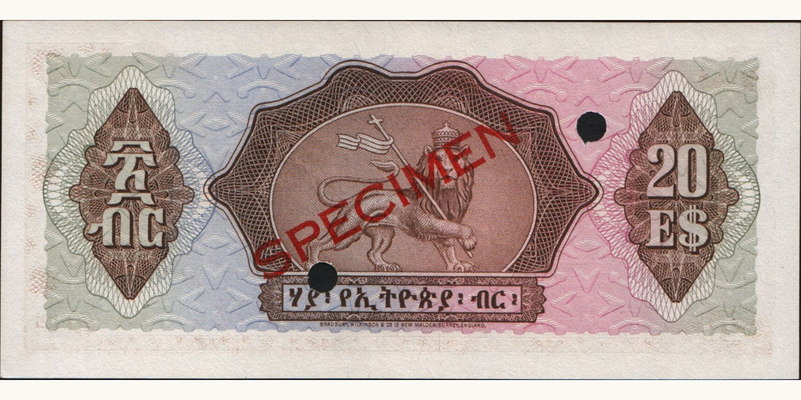 20 dollars Эфиопия 1961 — Оборотная сторона