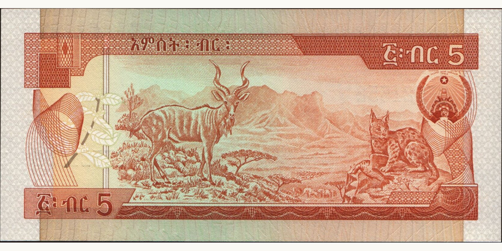 5 birr Эфиопия 1991 — Оборотная сторона