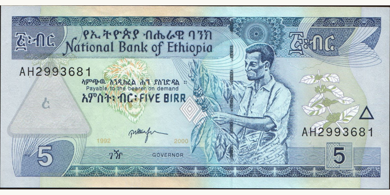 5 birr Эфиопия 2000 — Лицевая сторона