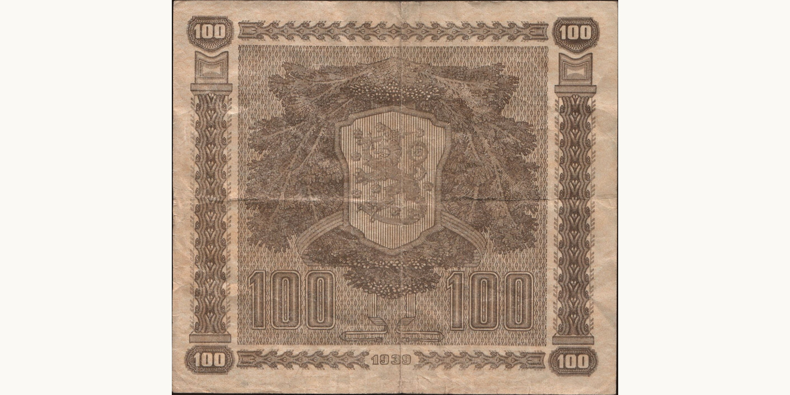 100 mark Финляндия 1939 — Оборотная сторона