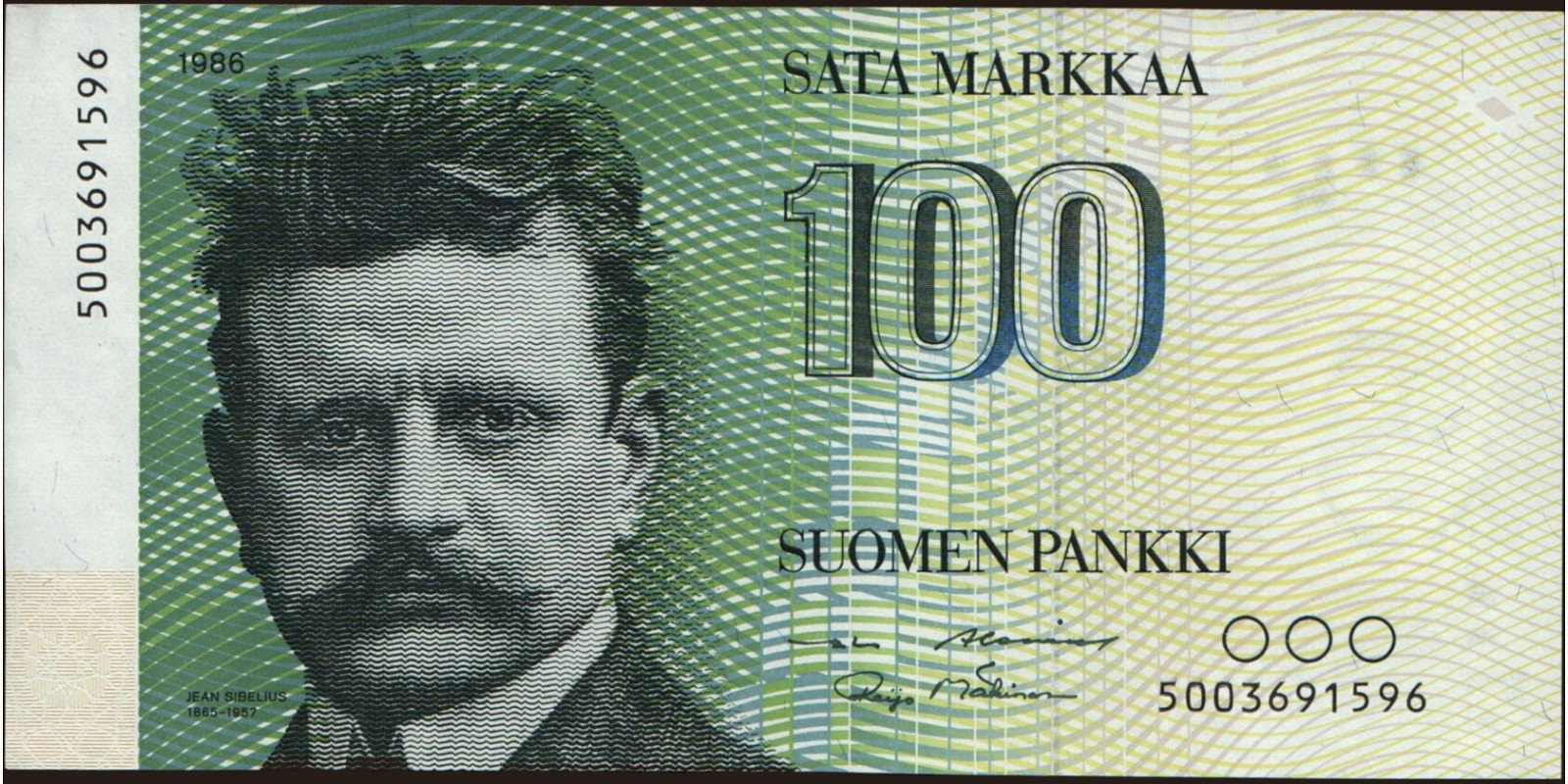 100 mark Финляндия 1986 — Лицевая сторона