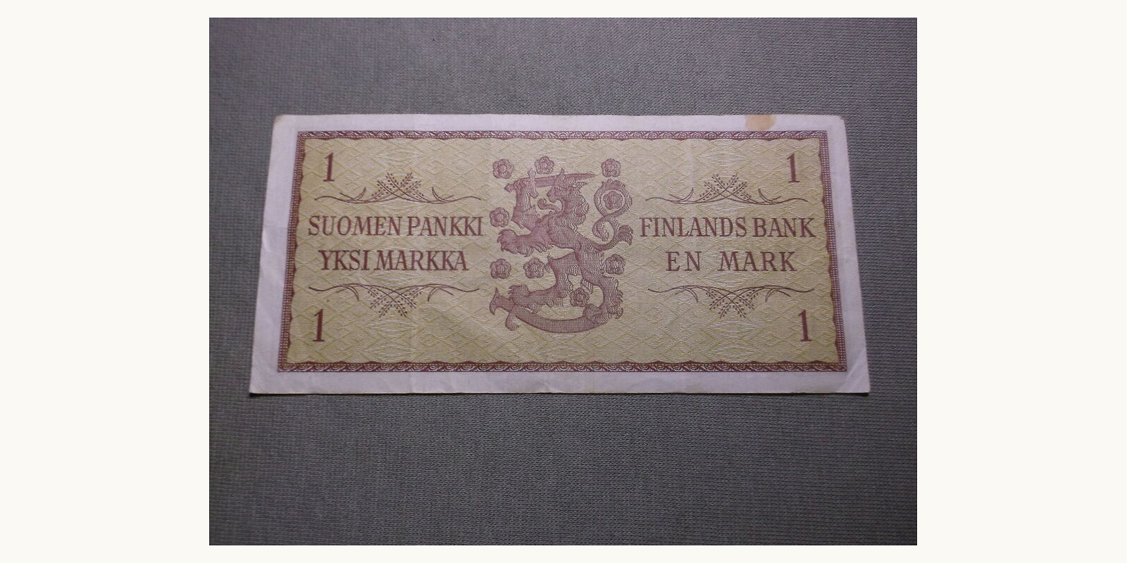 1 mark Finland 1963 — Back side