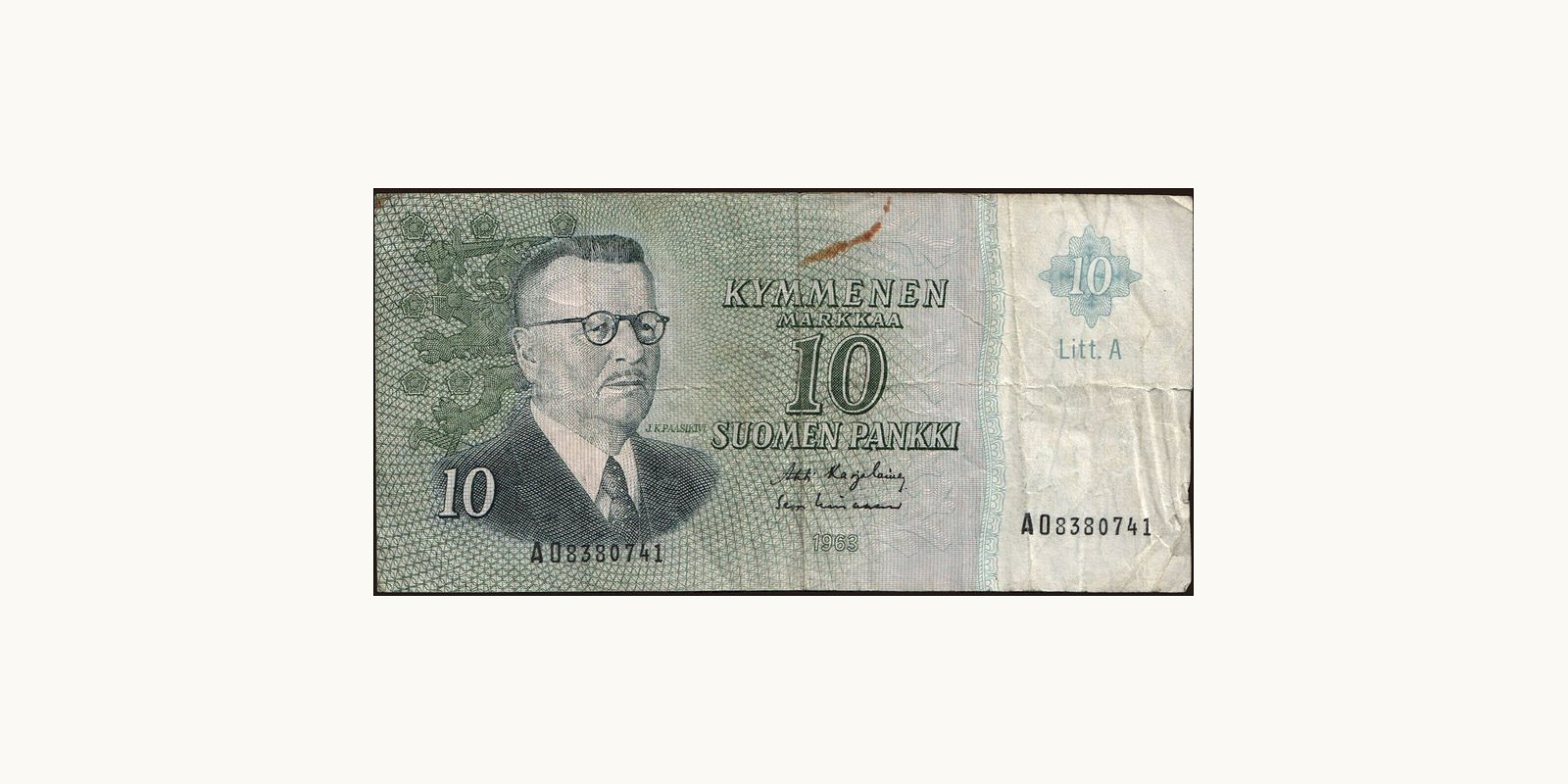 10 mark Финляндия 1963 — Лицевая сторона