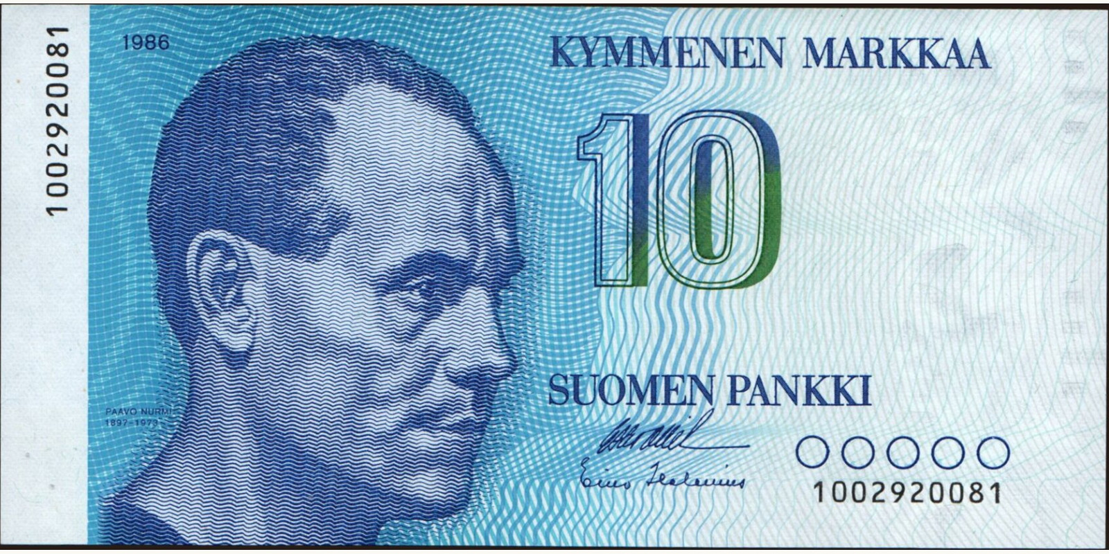 10 mark Финляндия 1986 — Лицевая сторона