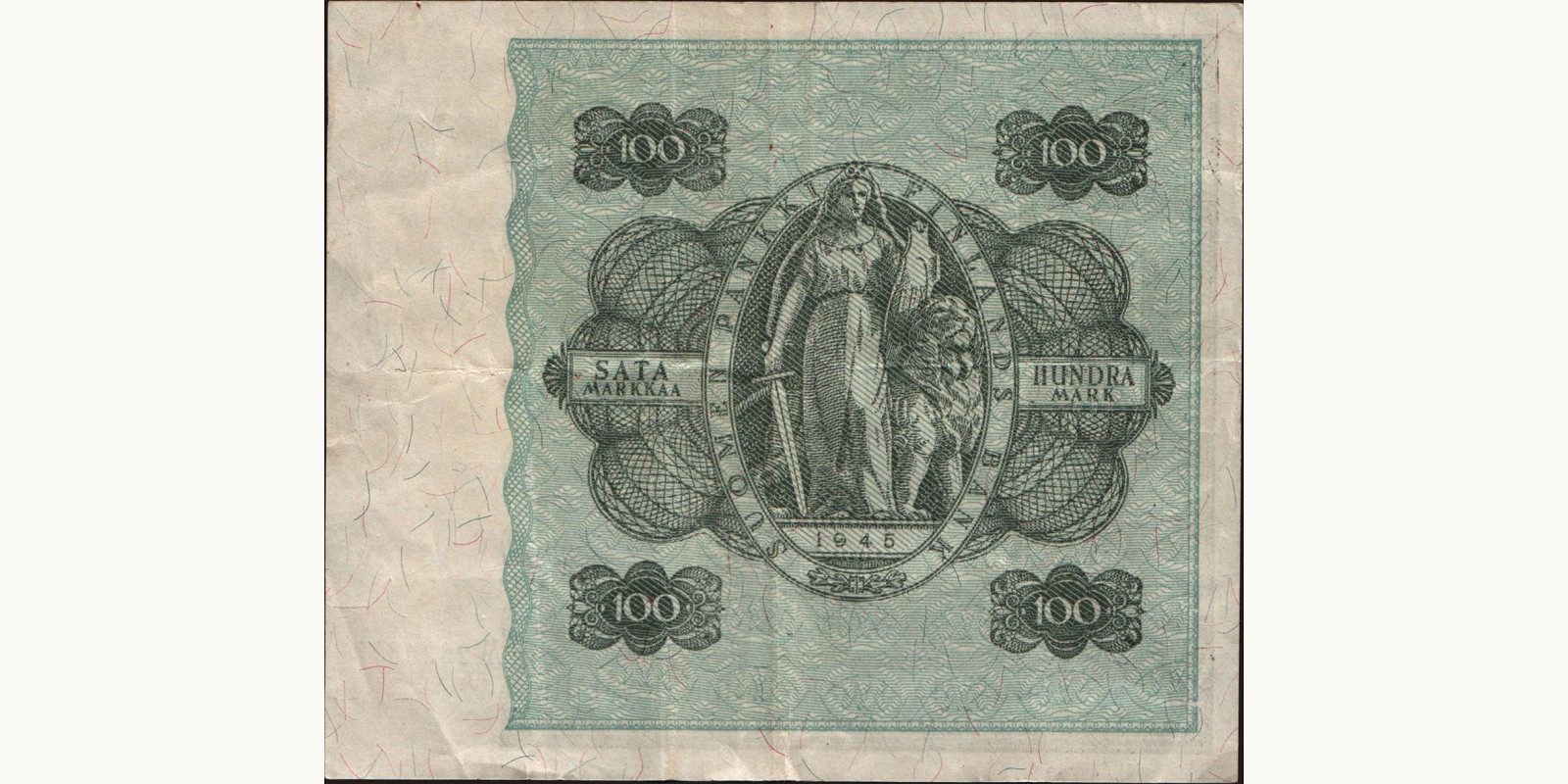 100 mark Finland 1945 — Back side