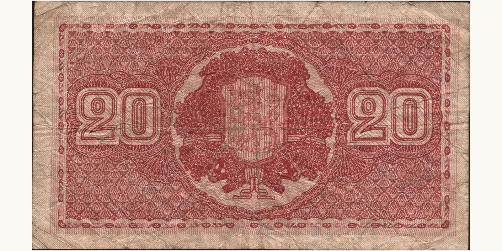 20 mark Финляндия 1922 — Оборотная сторона