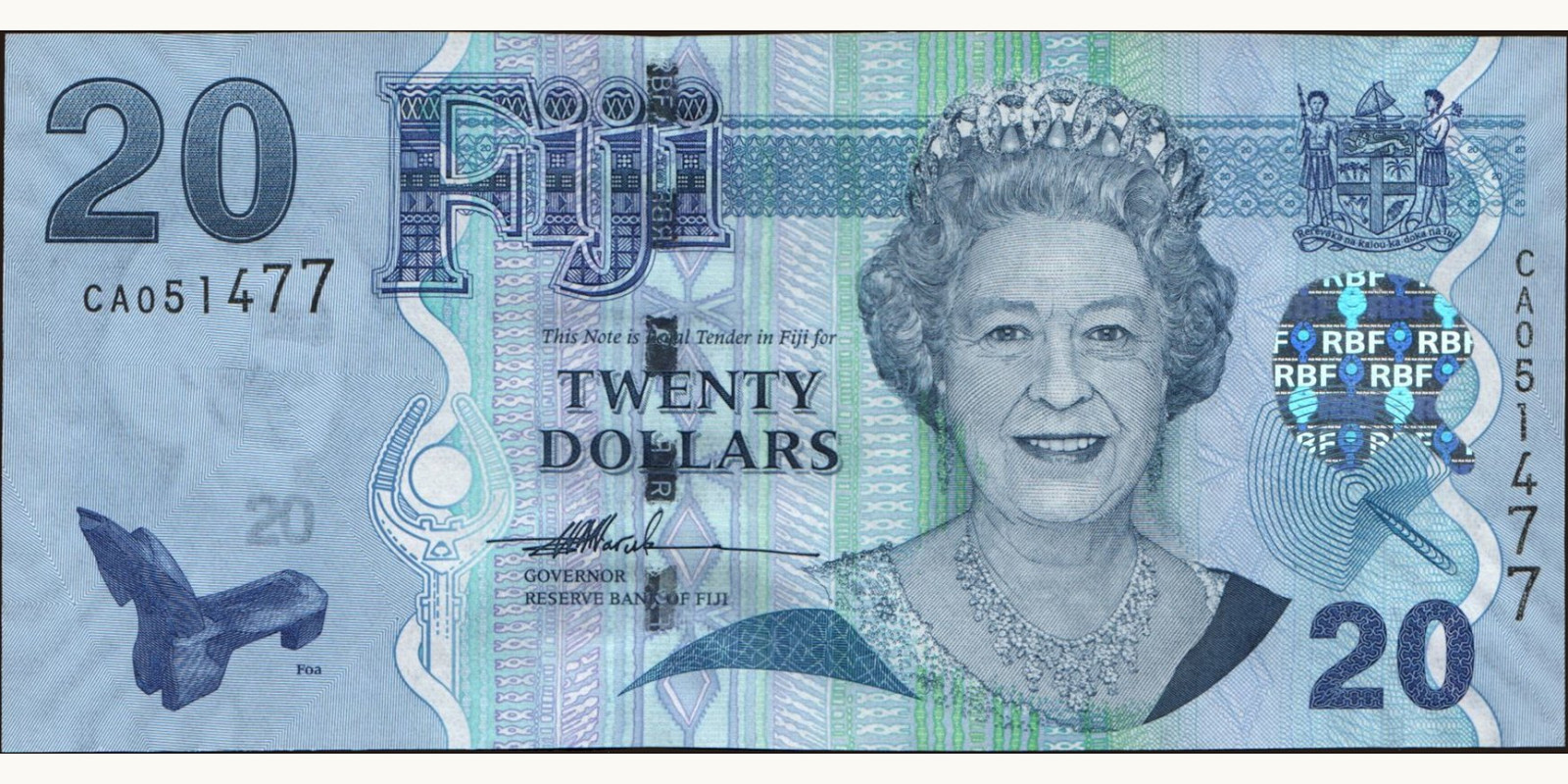 20 dollars Фиджи 2007 — Лицевая сторона