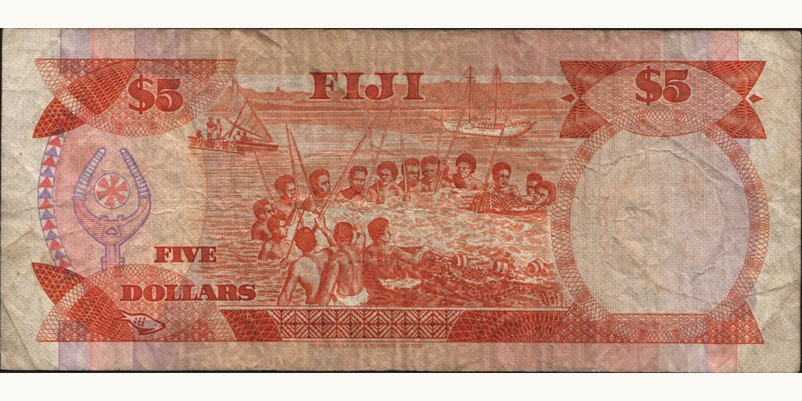 5 dollars Fiji 1986 — Back side