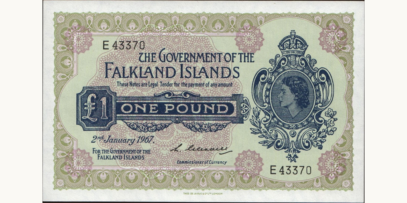 1 pounds Falkland Islands 1967 — Front side