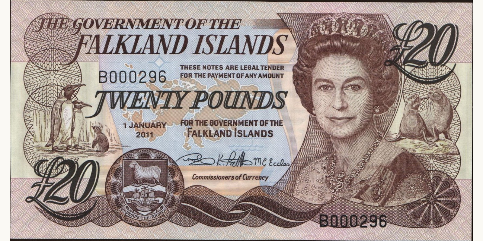 20 pounds Falkland Islands 2011 — Front side