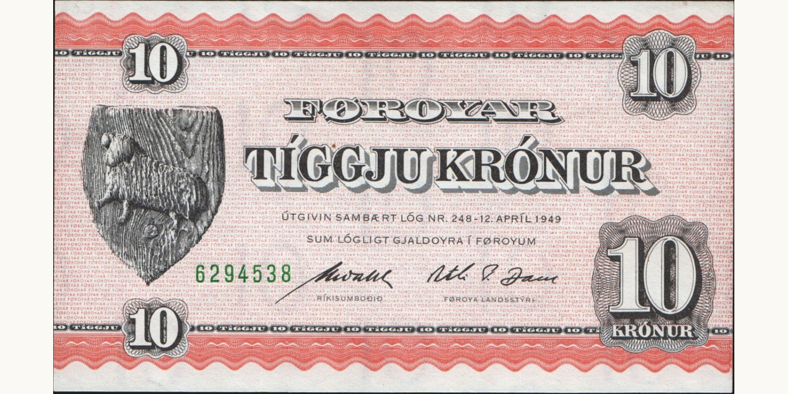 10 kronur 1954