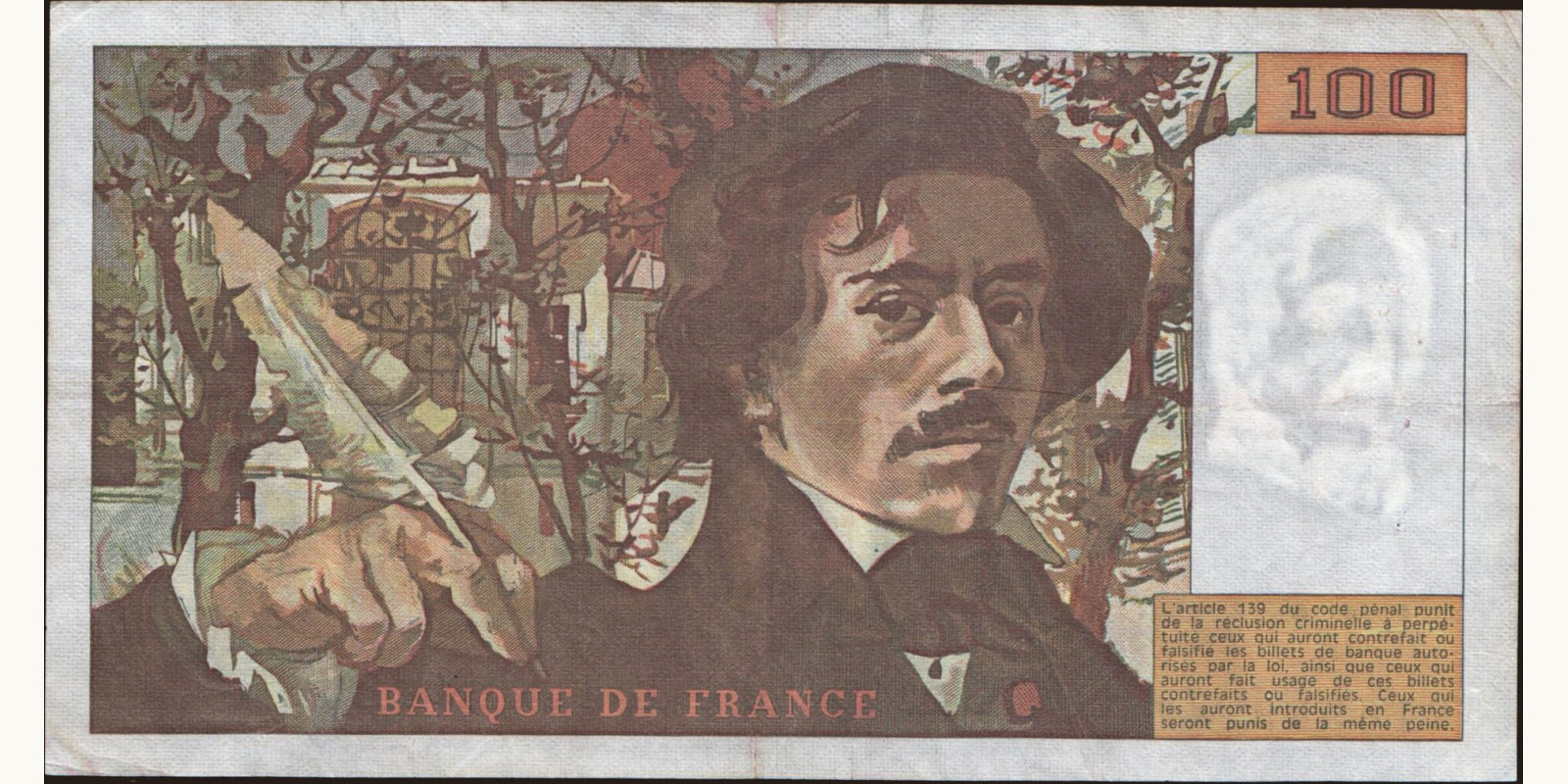 100 franc France 1980 — Back side
