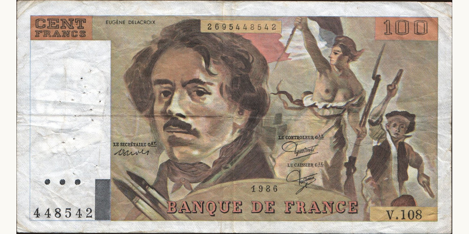 100 franc Франция 1986 — Лицевая сторона