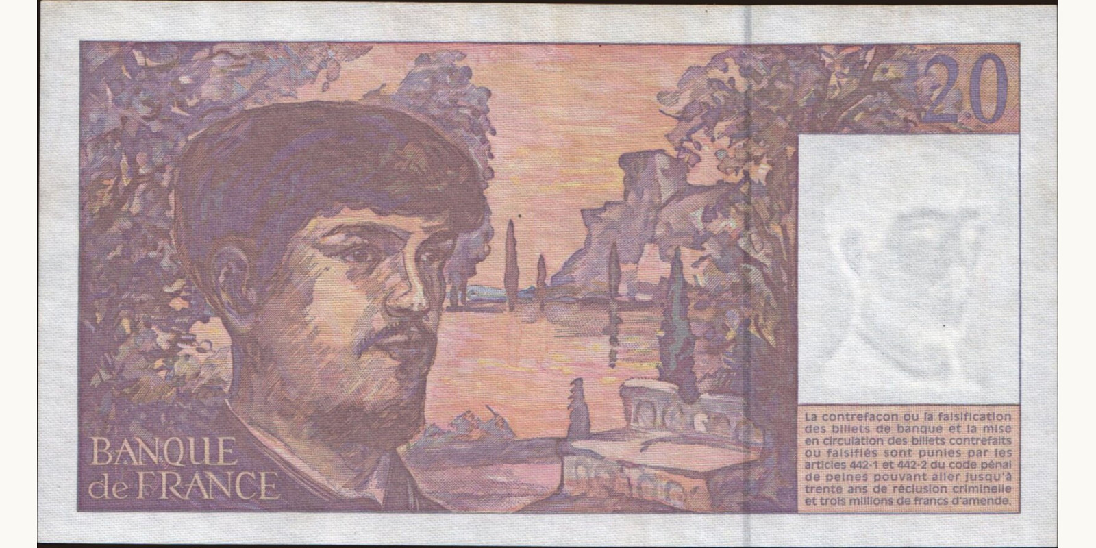 20 franc France 1997 — Back side