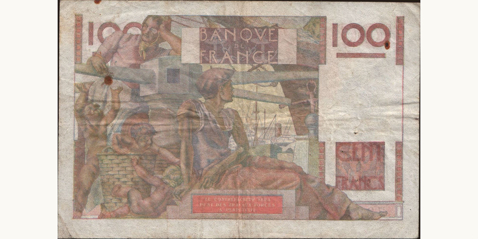 100 franc Франция 1950 — Оборотная сторона