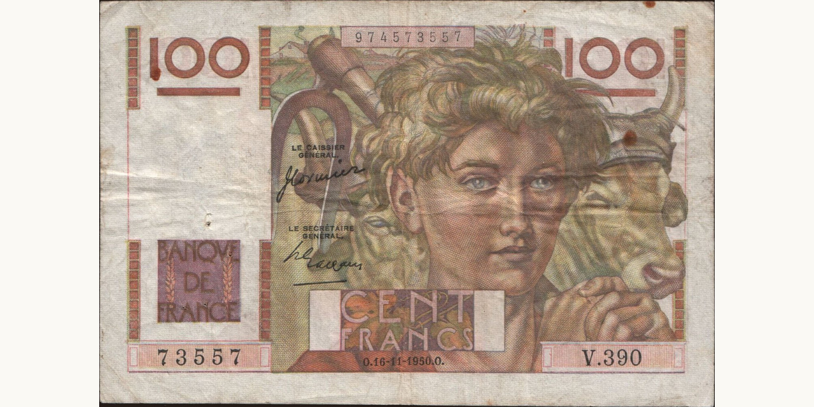 100 franc Франция 1950 — Лицевая сторона