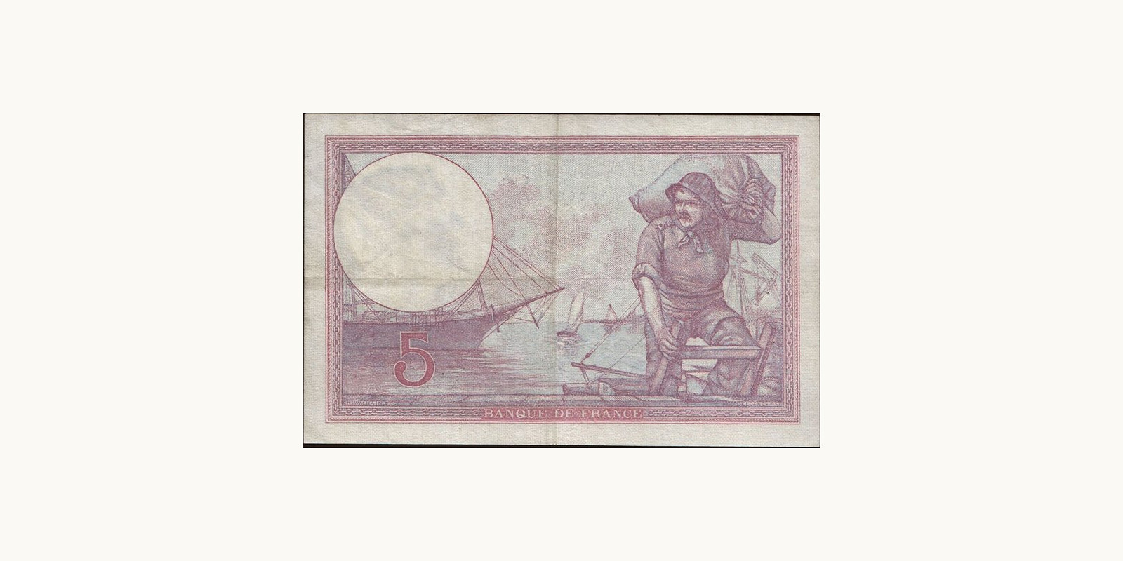 5 franc France 1927 — Back side