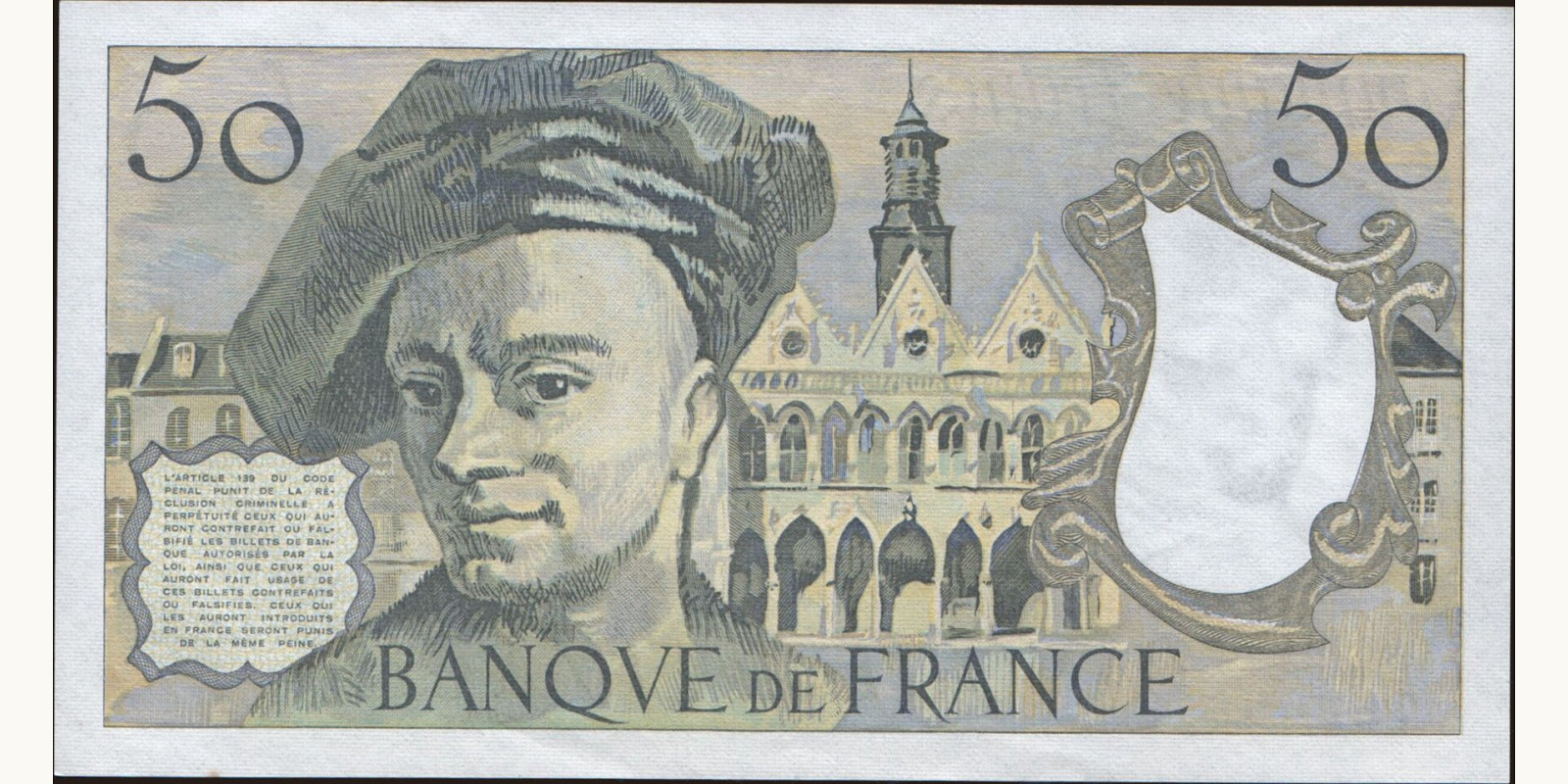 50 franc France 1987 — Back side
