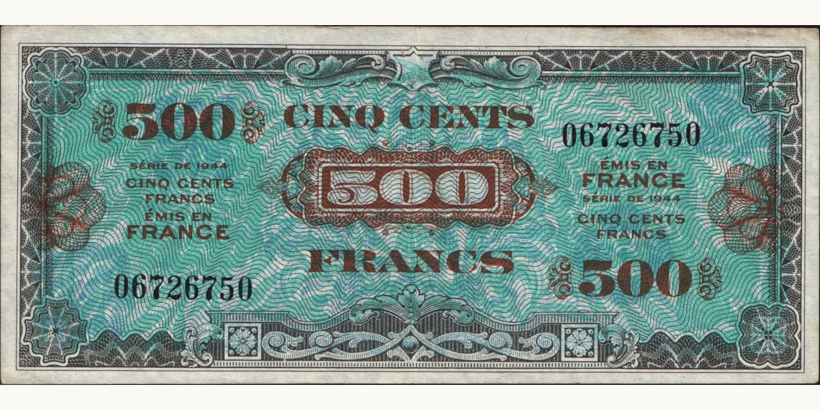500 franc France 1944 — Front side