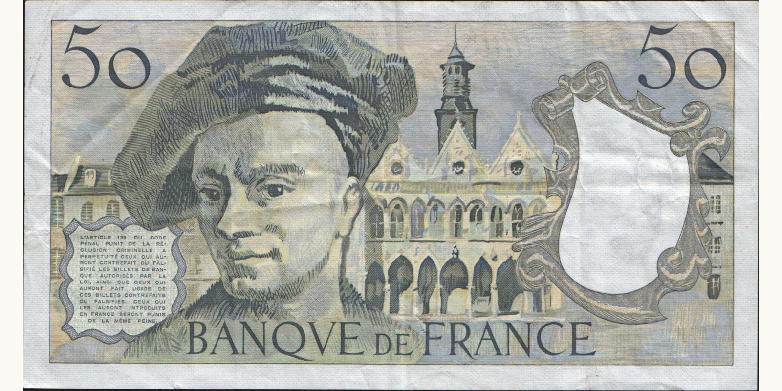 50 franc France 1984 — Back side