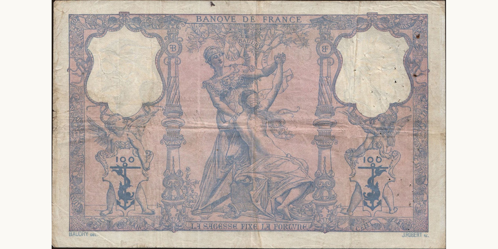 100 franc France 1908 — Back side