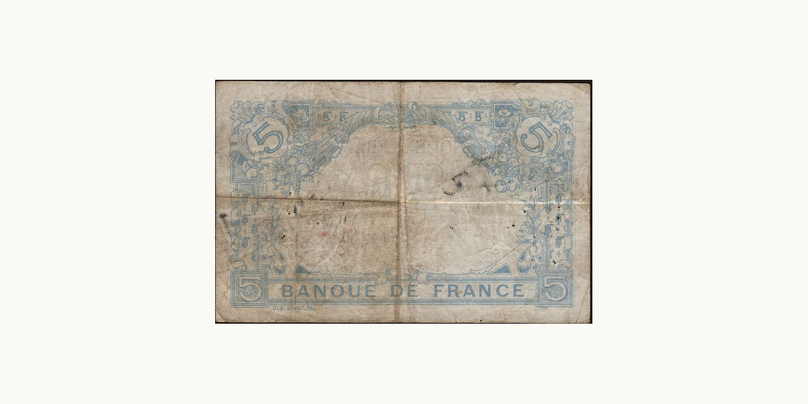 5 franc France 1914 — Back side