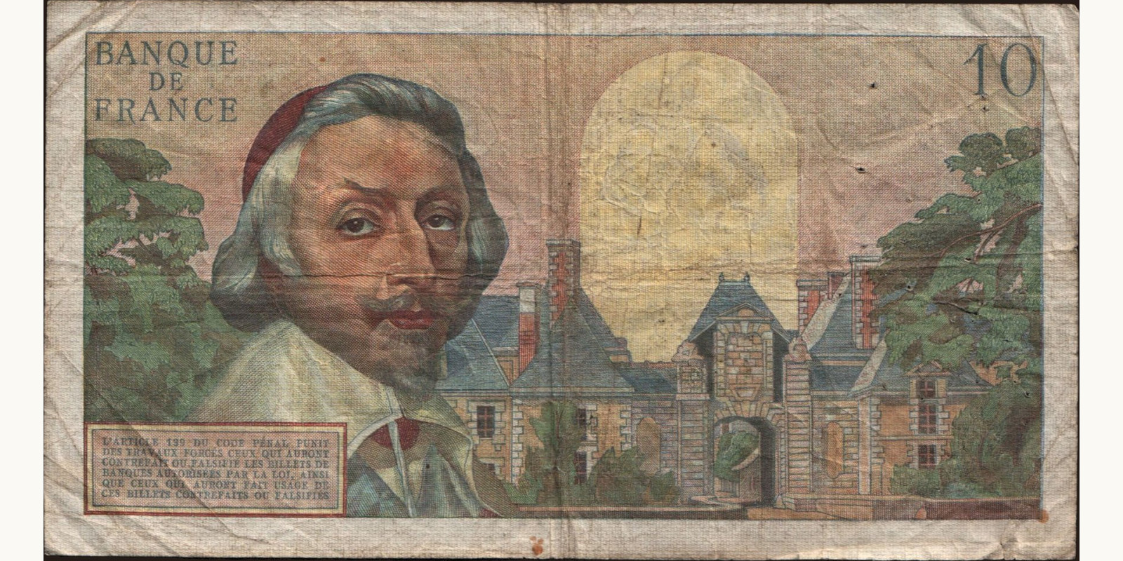 10 franc France 1960 — Back side